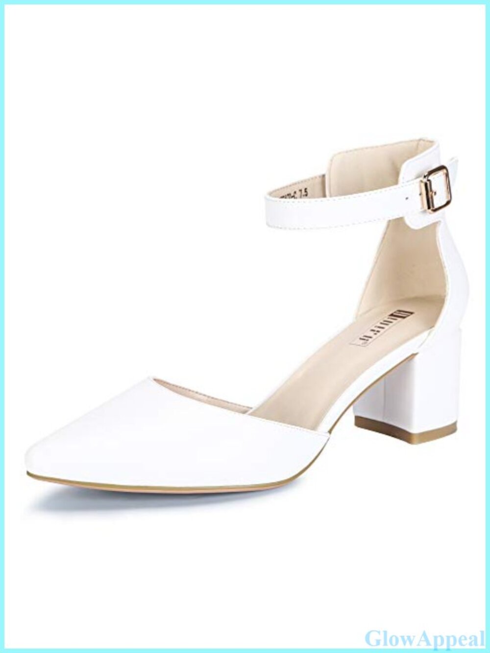 Pointed Toe Low Block Heel D'Orsay Pumps with Ankle Strap